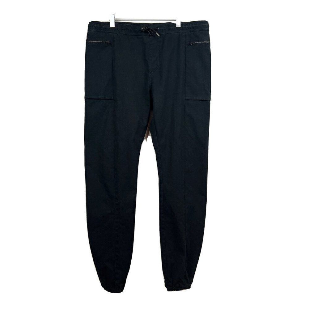 Saks Fifth Avenue X Anthony Davis Joggers L Mens Black Drawstring Cotton Blend